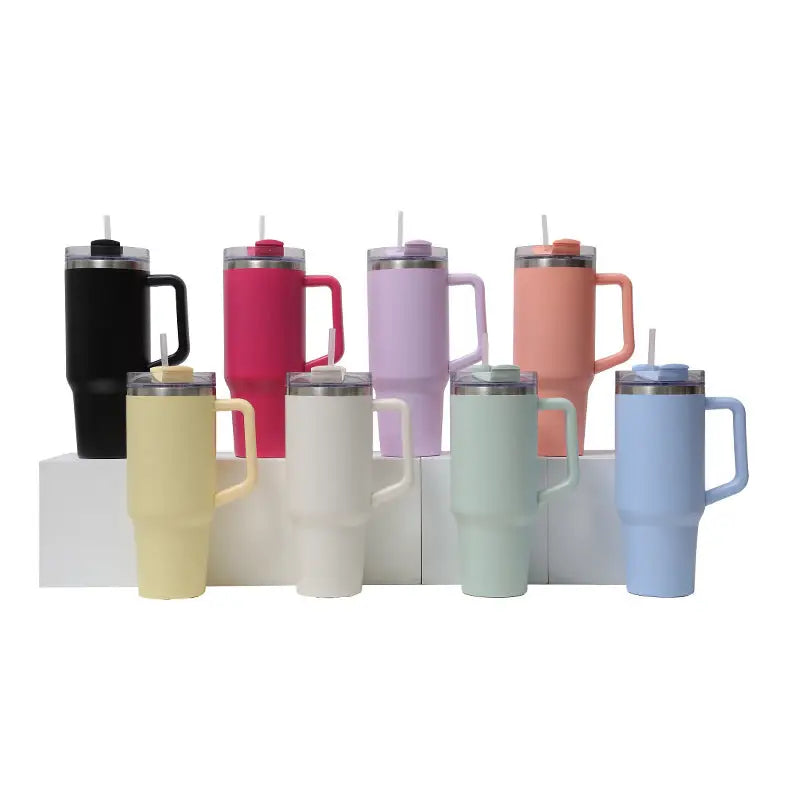 Set of insulated travel mugs in various colors
