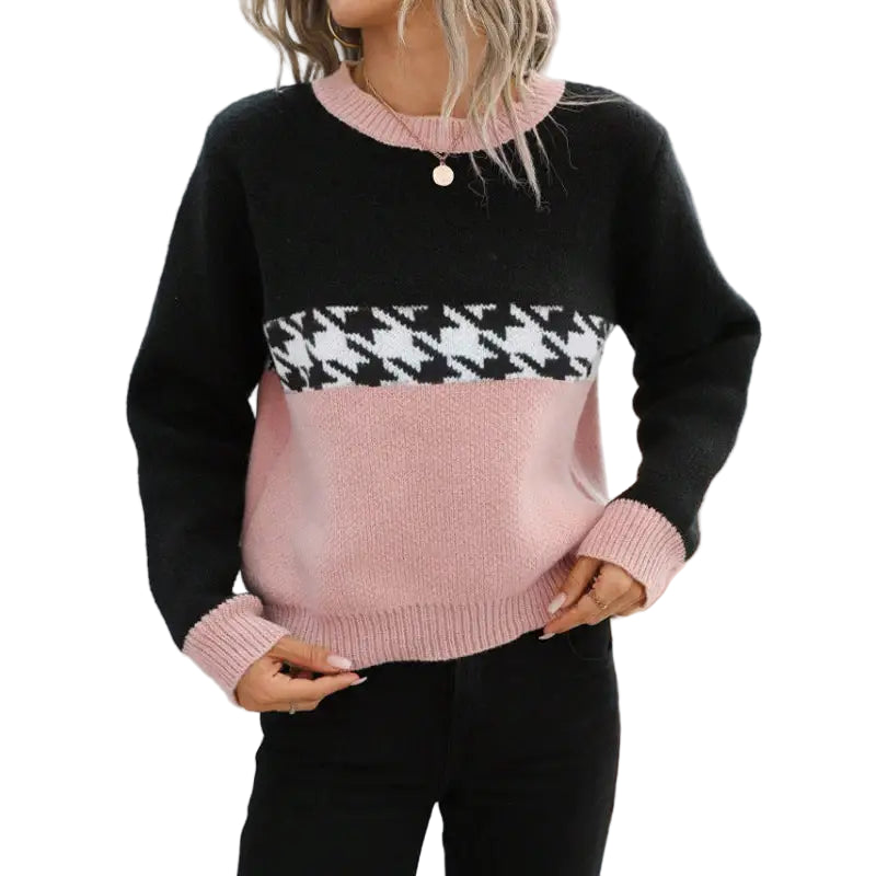 Contrast Pullover Knitted Sweater
