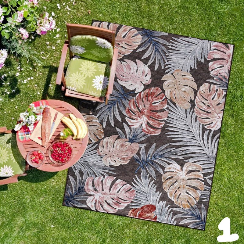 Outdoor Nordic Geometric Foliage Tropical Plant Patio Mat