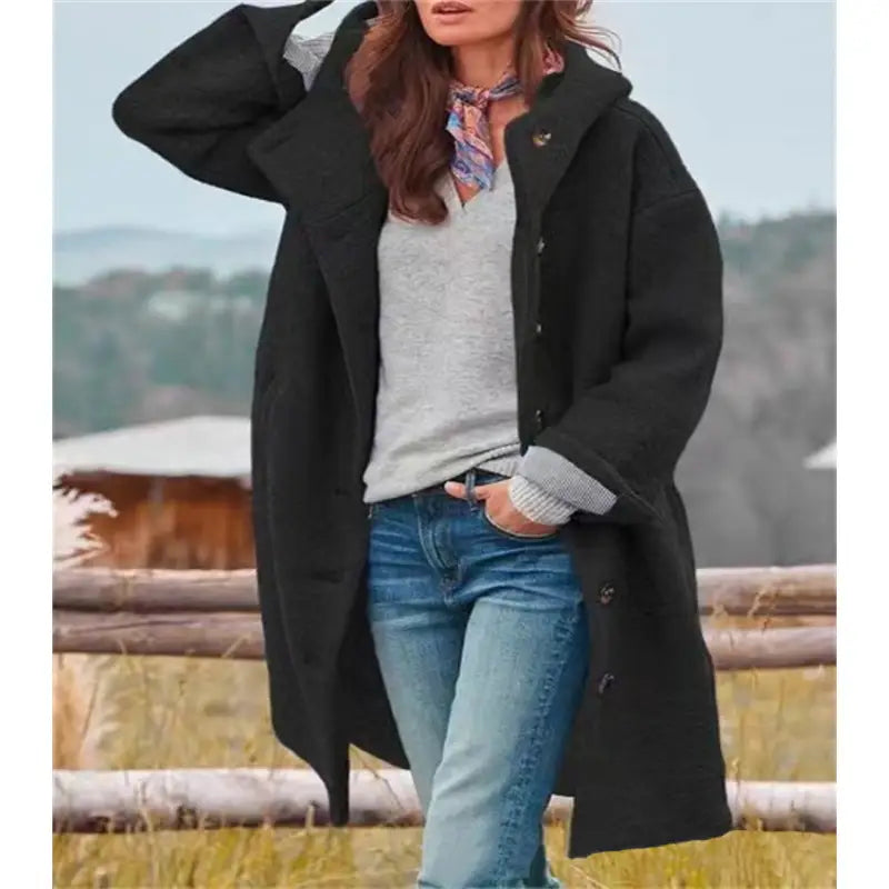 Casual Women's Lapel Hooded Coat
