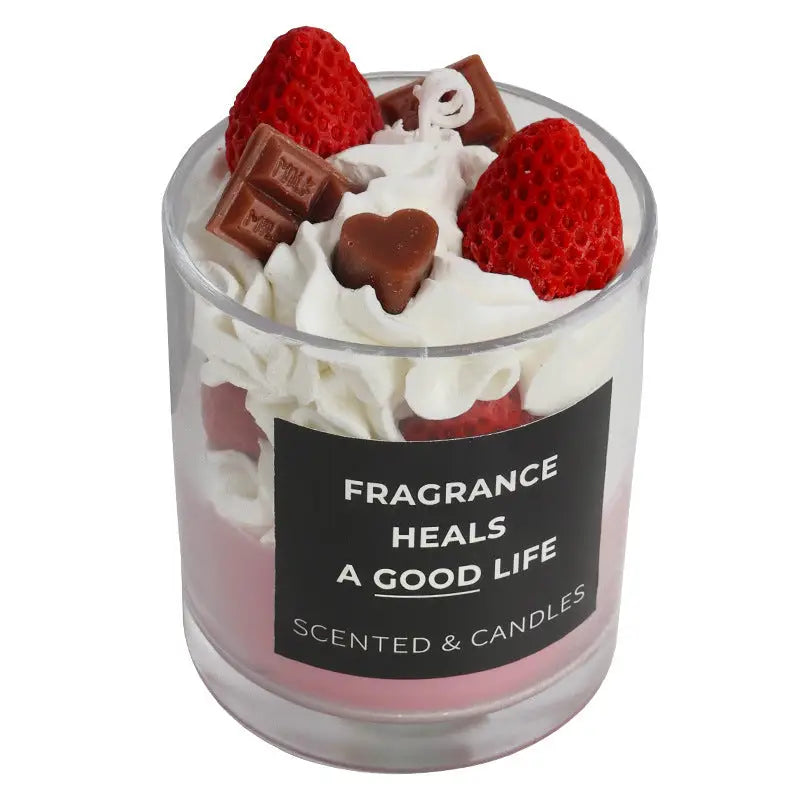 Strawberry and chocolate scented candle.