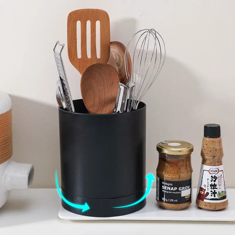 Rotating utensil holder.