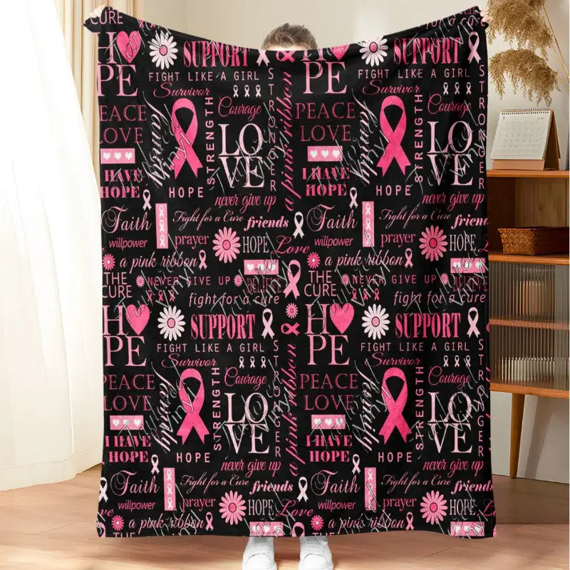 Breast cancer awareness blanket.