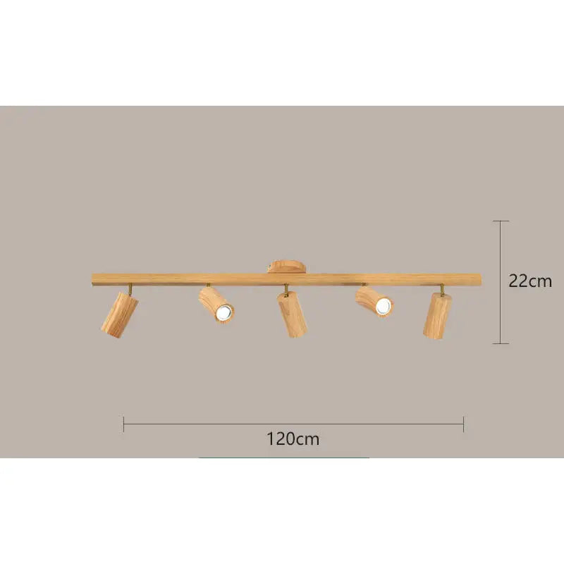 Wooden track lighting fixture.