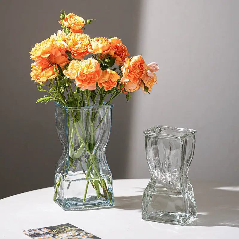 Nordic Style Glass Wavy Vase - sleek-selections