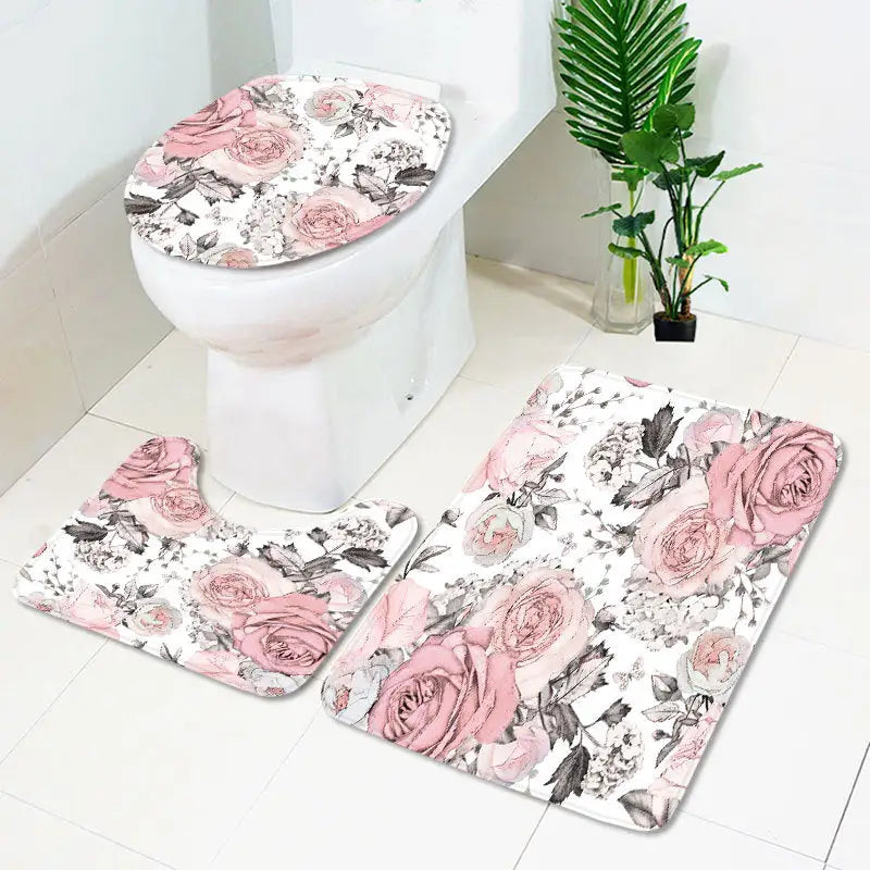 Floral bathroom set.