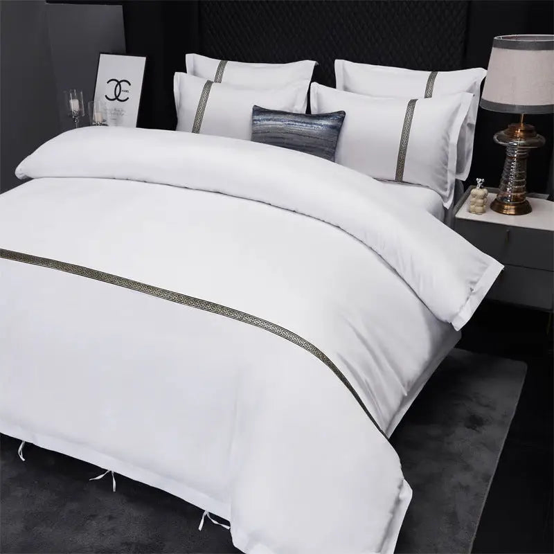 Elegant white bedding set.