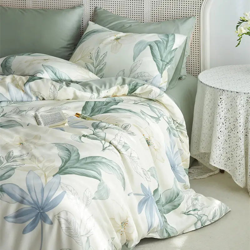 Floral patterned bedding.