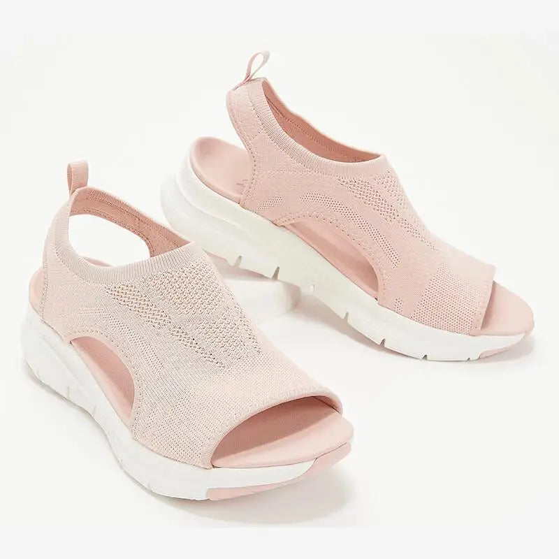 Thick-Soled Cut-Out Knit Sandals - sleek-selections
