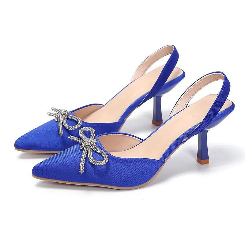Women's Bow Pointed Toe Baotou High Heel Shoes - sleek-selections