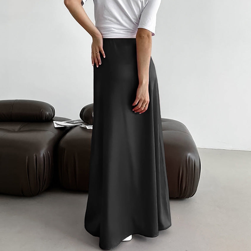 black Women's Versatile Slim Fitting Long Skirt