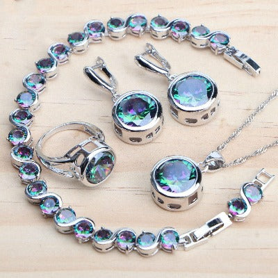 Blue Sterling Silver Jewelry Set