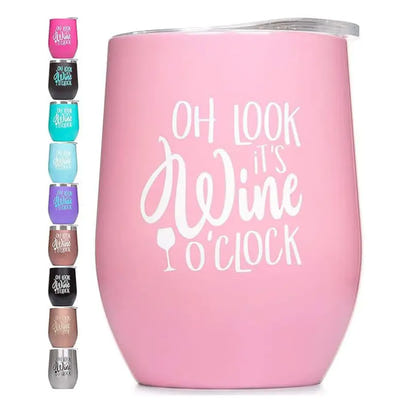 Pink wine tumbler.