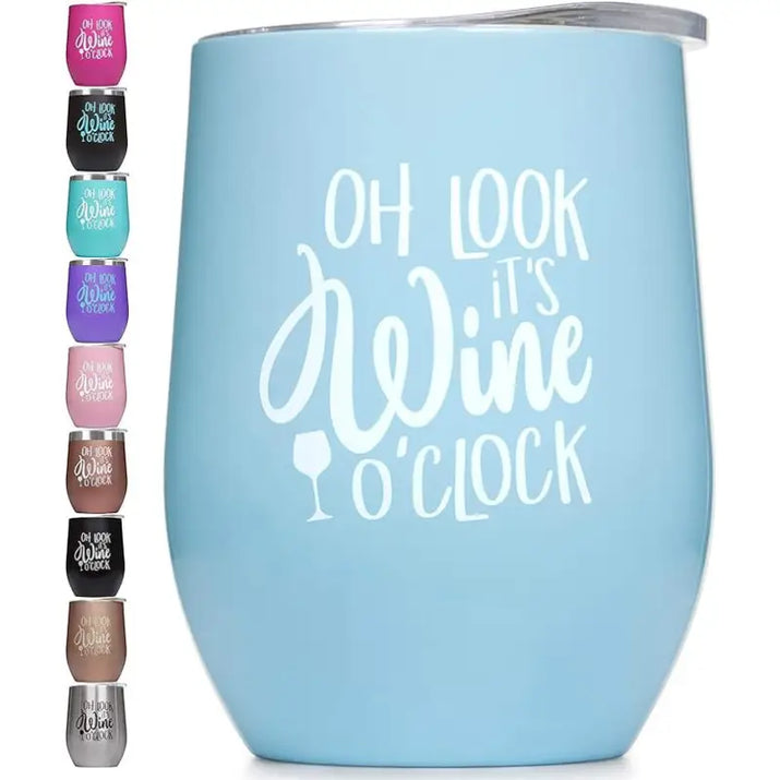 Light blue wine tumbler.