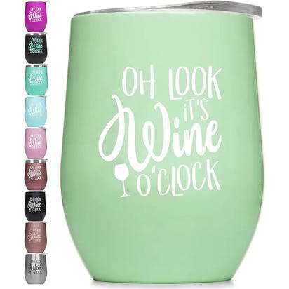 Mint green wine tumbler.