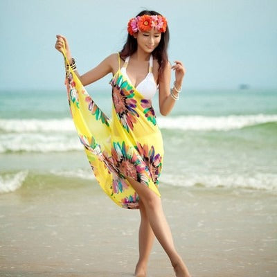 yellow vacation Swimsuit Kimono