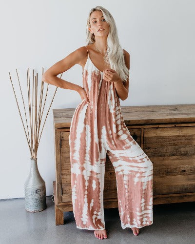 peach Tie-dye Jumpsuit