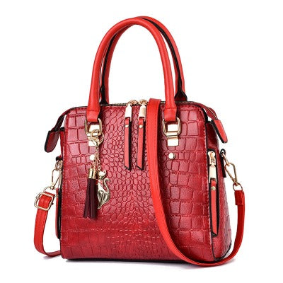 red wine Snake Print Handbag