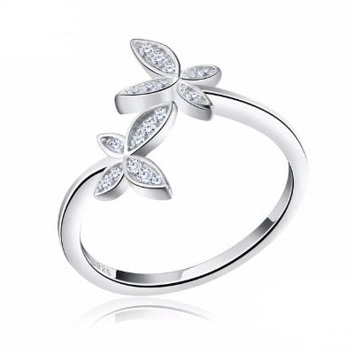 Flower Cubic Zirconia 925 Silver  RING 