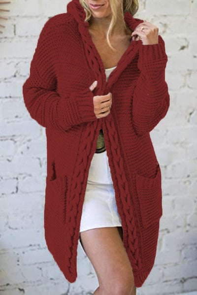 Contrast Color Twist Pocket Knitted Cardigan Sleek-Selections