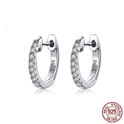 Sterling Silver Circle Zircon Earrings 