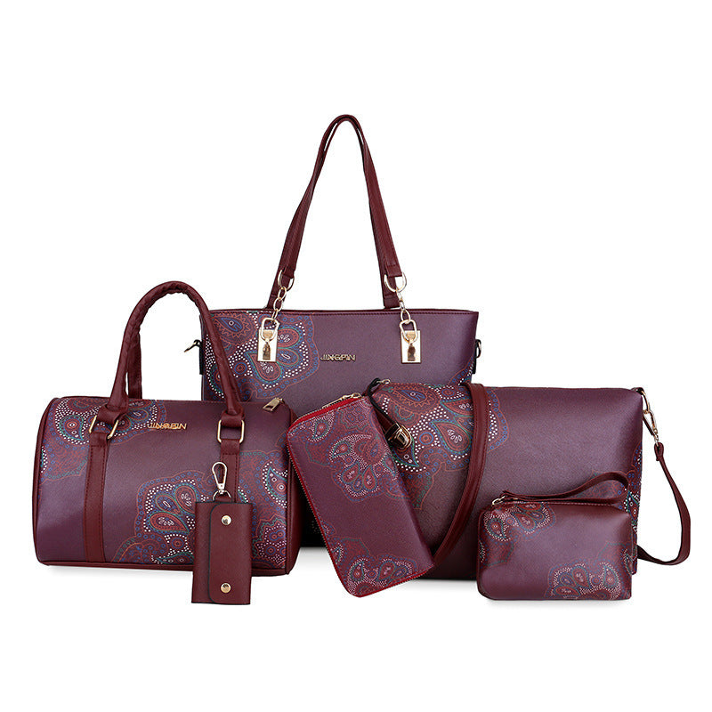 One-Shoulder Diagonal 6 Piece Handbag Set