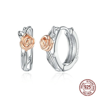 Sterling Silver Rose Vine Earrings