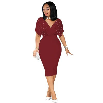 red wine Lace Embroidered Two Piece Set Cocktail-Dinner Dress - Shop Now