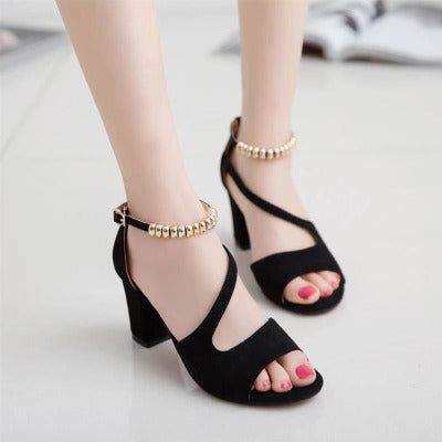 black Thick Heel High Heels Shoes