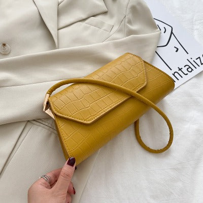 yellow One-Shoulder Baguette Bag