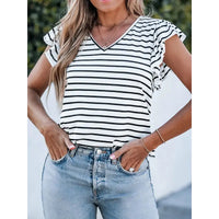 Ruffle Sleeve Striped Top