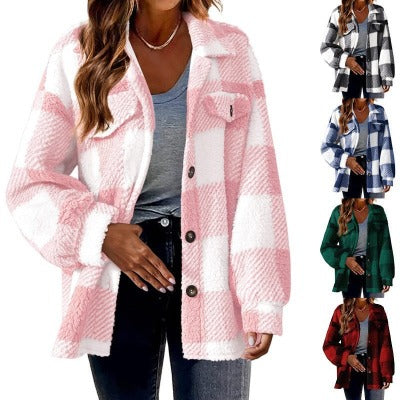 Button Plush Spring Fall Jacket Shirt - Stylish & Versatile