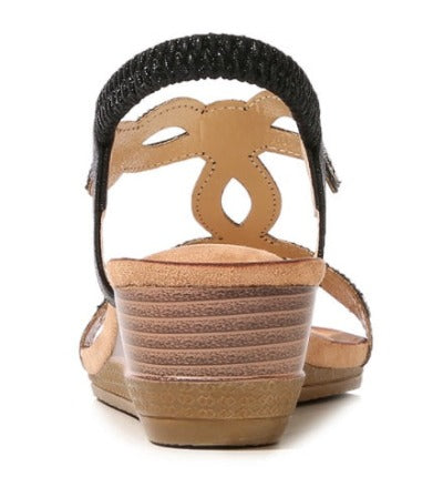 Retro Ethnic Bohemian Wedge Sandals With Rhinestones