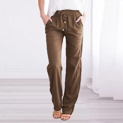 brown linen pants