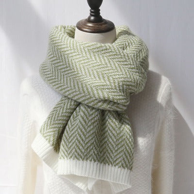 Faux Cashmere Herringbone Knit Scarf