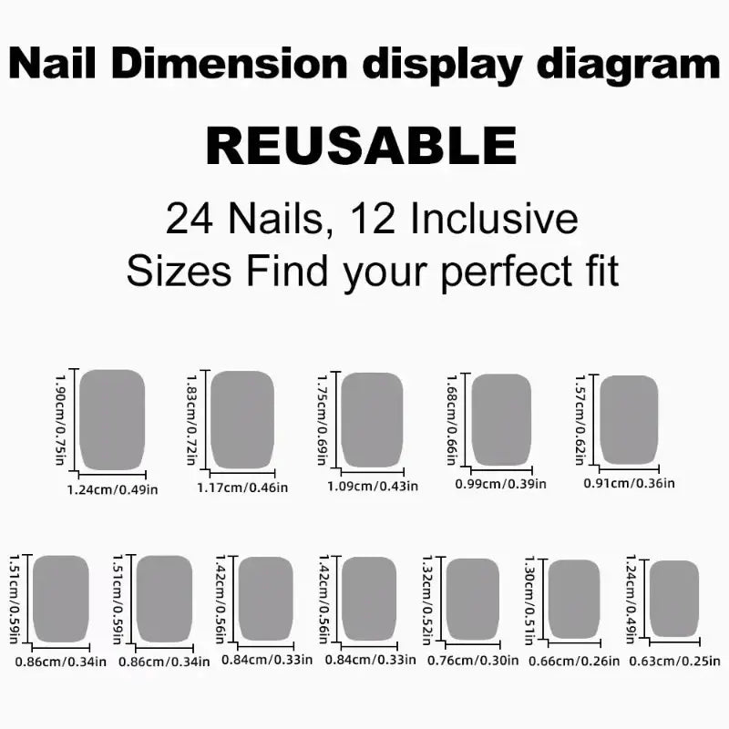 Nail dimension diagram for reusable nails.