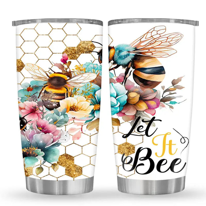 Two bee-themed tumblers.