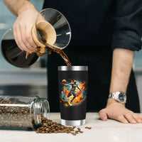 Black tumbler with basketball player design.
