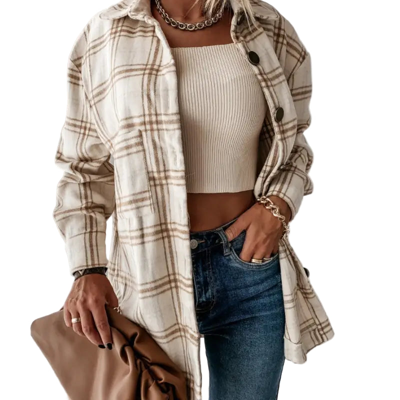 Casual Retro Plaid Shirt Jacket