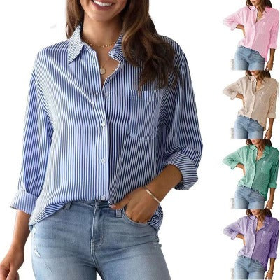 Women's Striped Loose Casual Blouse/Shirt