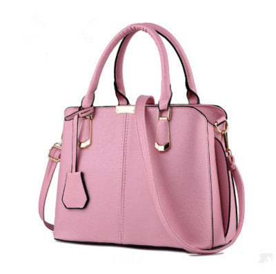 pink Solid Color Fashion Ladies Handbag Large Capacity