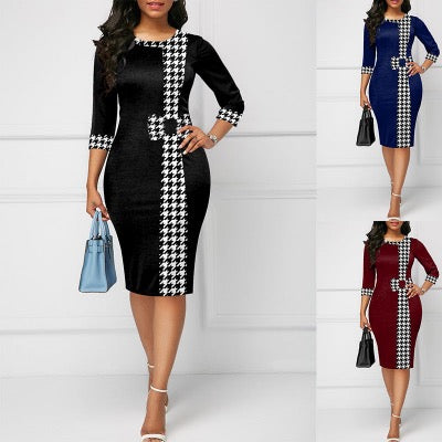 Plaid Patchwork Sheath Dress - Stylish & Versatile Selection