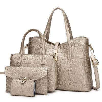 silver Sleek Four-piece Women's Hand bag Set