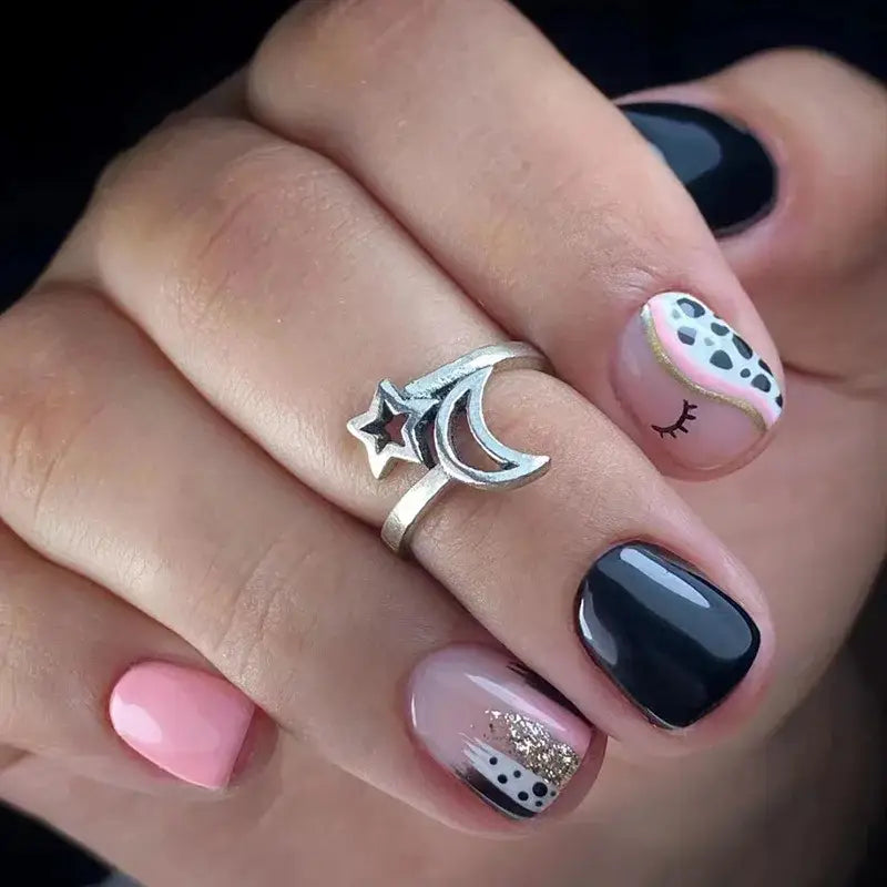 Silver star and moon ring.