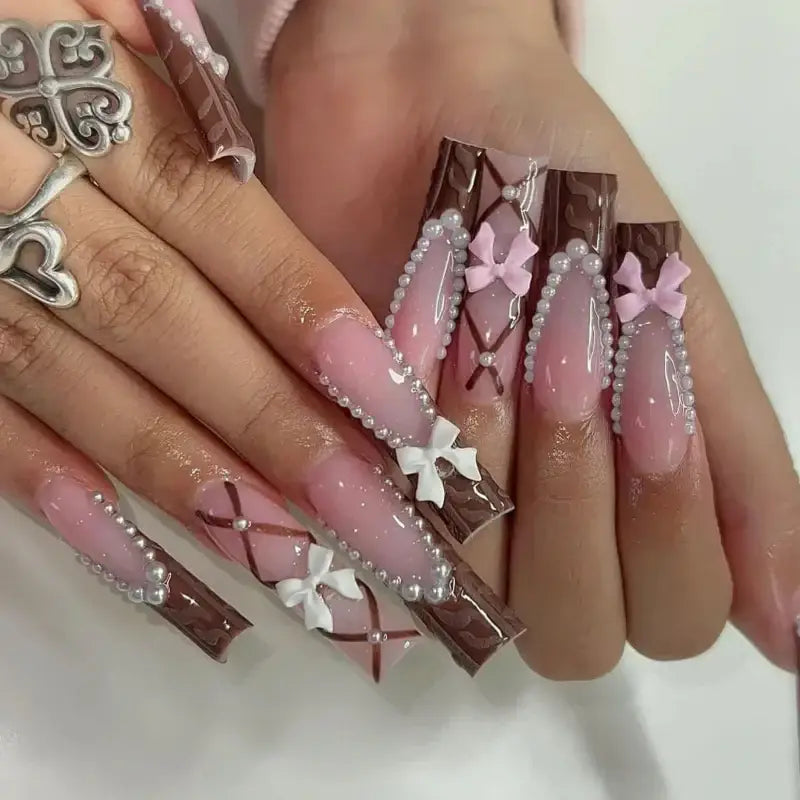 Elaborate, chocolate-themed nail art.