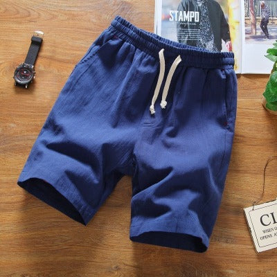 solid color linen casual Shorts