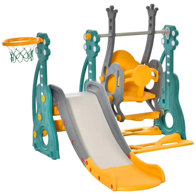 Colorful children’s slide and swing set.