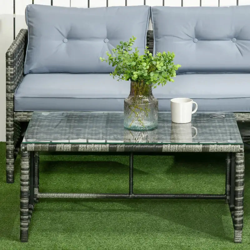 Wicker patio furniture set.