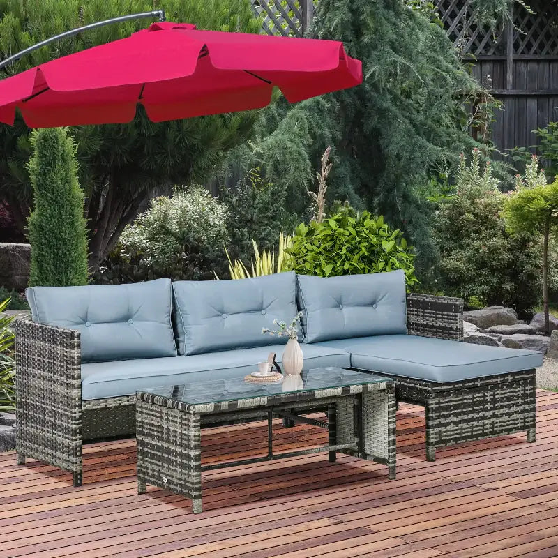 Wicker patio furniture set.