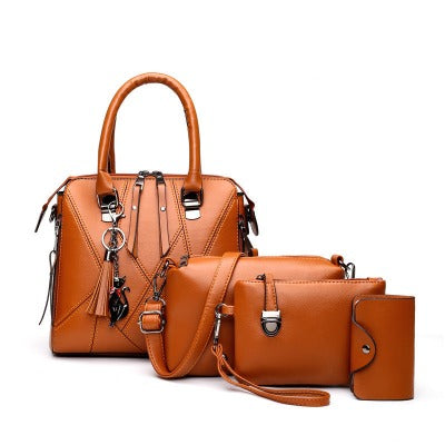 brown Four-piece Bag Set With Tassel Portable Picture Bag